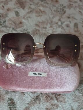 Miu Miu Pink Gradient Square Frame Sunglasses